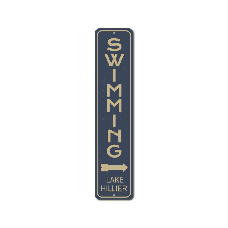 Panneau de natation personnalisé en aluminium, H 4 po x l 18 po x P 0,04 po