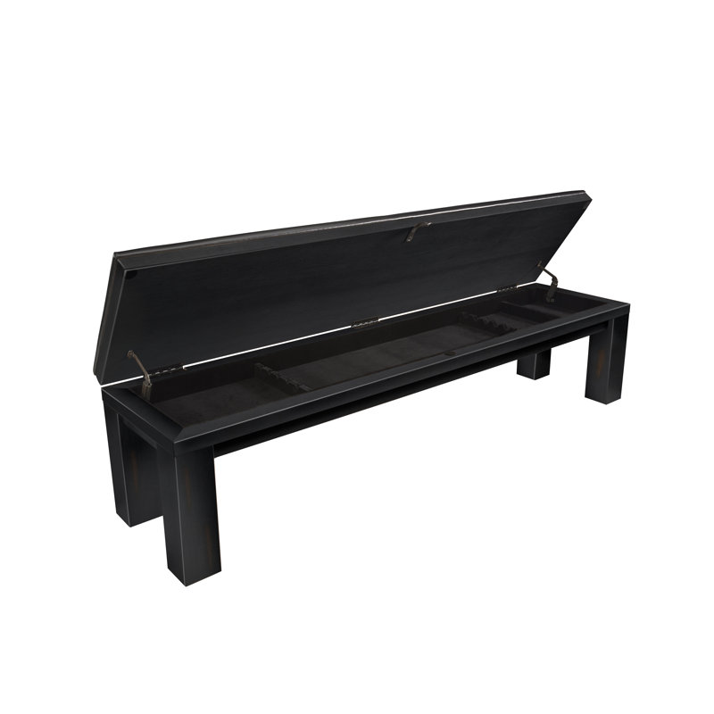 American Heritage Alta Leather Upholstered Storage Bench - Genuine Leather with Flip-Top Compartment, Solid Wood Frame, Black Ash