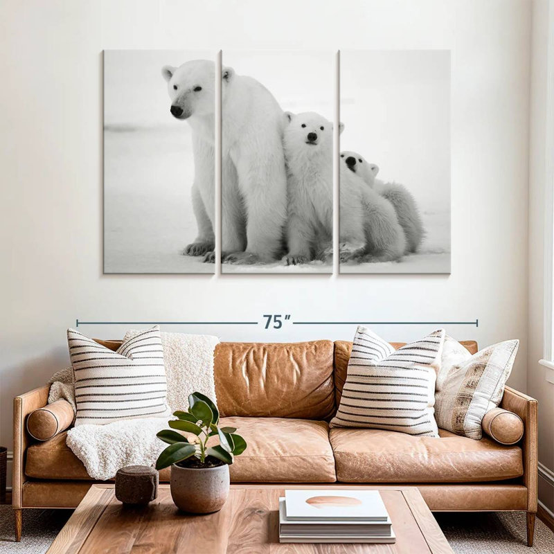 Famille d'ours polaires, H 42 po x l 65 po