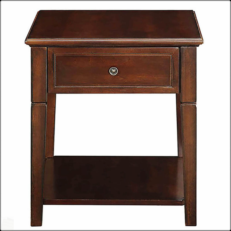 Table de bout en noyer avec tablette inférieure pour présentation et rangement décoratifs, parfaite pour le salon ou la chambre à coucher