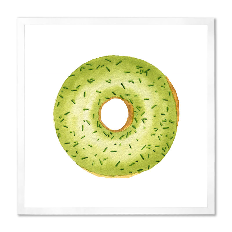Beigne vert avec paillettes sur fond blanc - peinture sur toile, H 31,5 po x l 31,5 po x P 1 po, Cadre blanc
