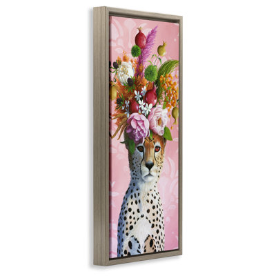 Cadre flottant Serious Cheetah & Florals, design par Heather Gauthier