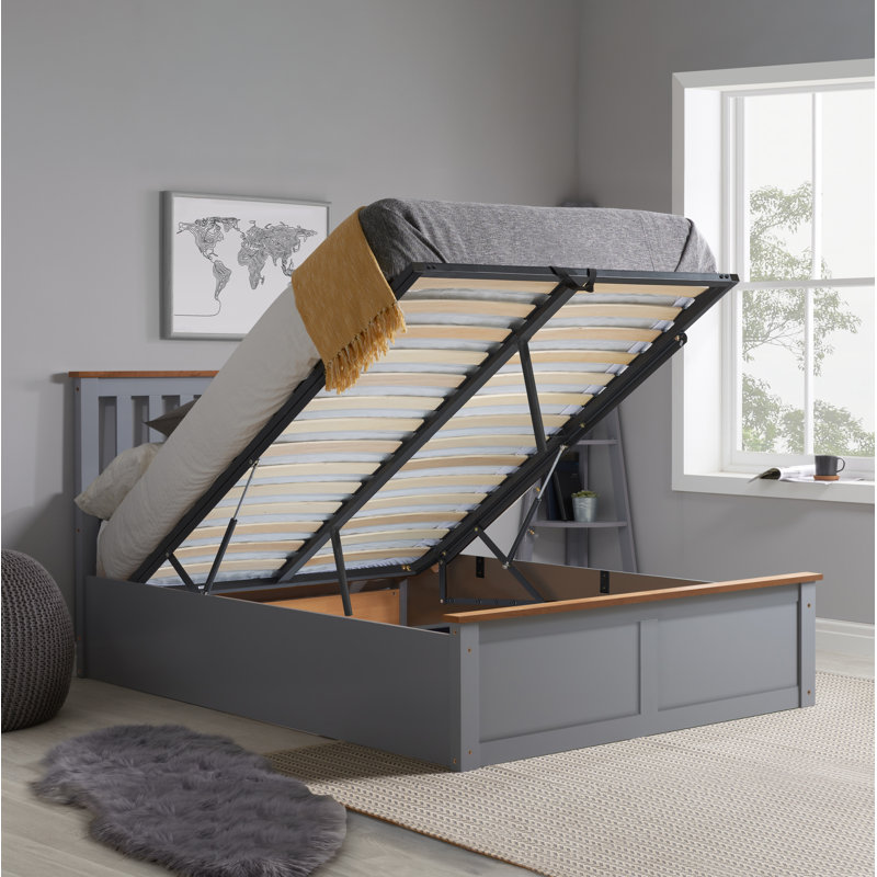 Verona Wooden Ottoman Bed, Double (4'6), Stone Grey