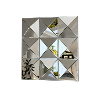 3D Beveled Glass Wall Mirror for Modern Home Decor, Large Square Design for Various Rooms