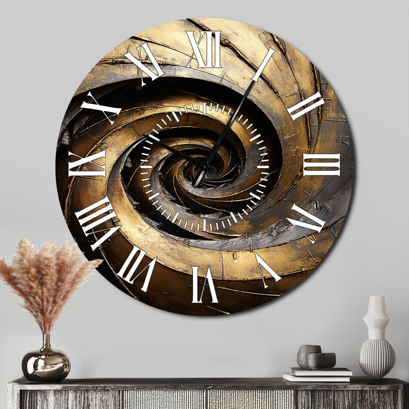 Horloge murale dorée et noir, Surdimensionné