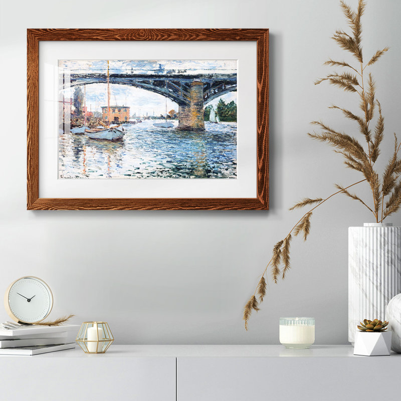 Le pont à Argenteuil, temps gris, 1874, Érable, H 22 po x l 32 po x P 1,5 po