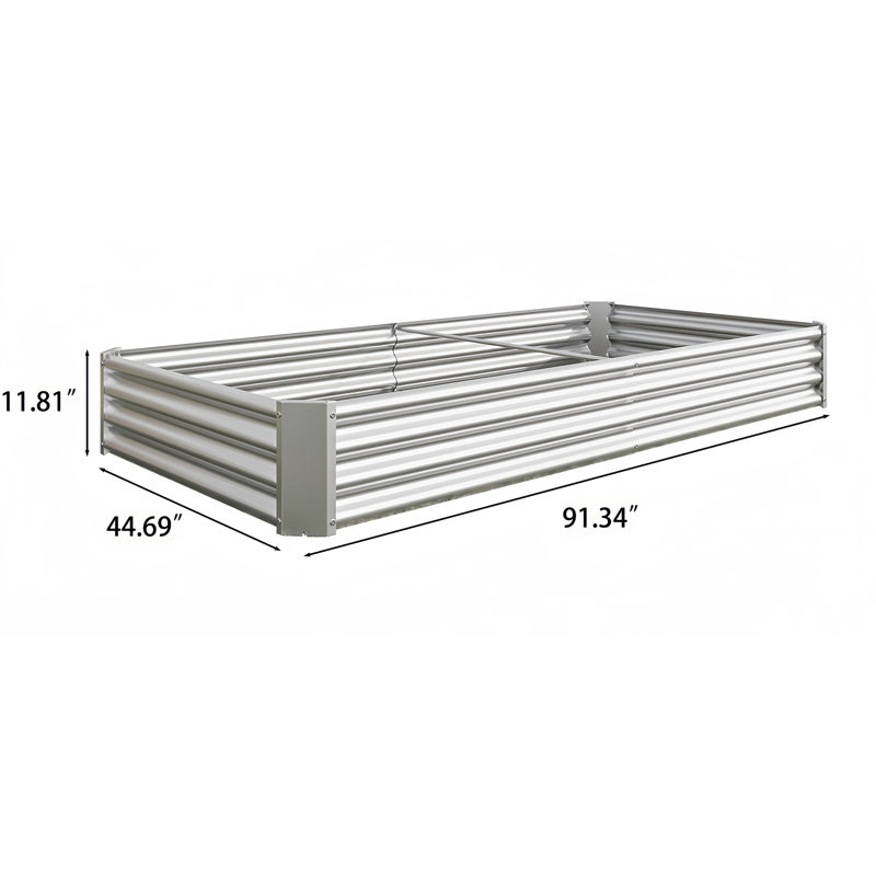 Rectangle Metal Raised Garden Bed (), 11.81" H x 44.69" W x 91.34" D, White