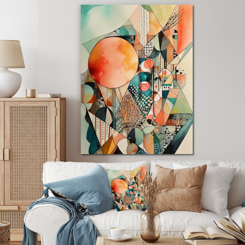 Joyful Geometric II - Abstract Landscape, reproduction d'art sur toile, H 20 po x l 12 po x P 1 po, Toile tendue