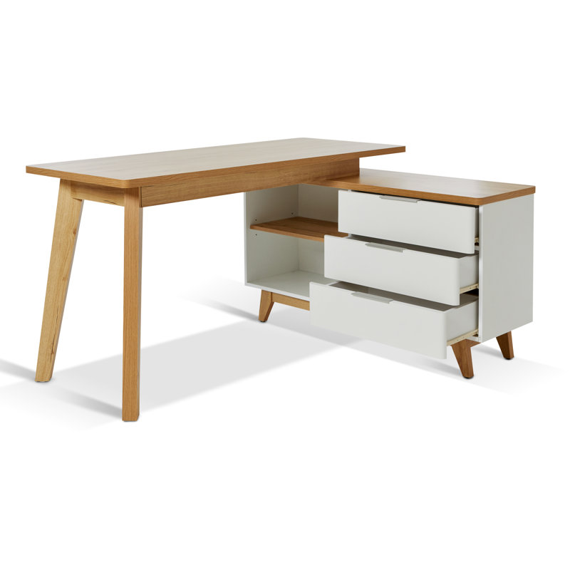 Arriaga Modular L-Shaped Computer Desk, White/Oak