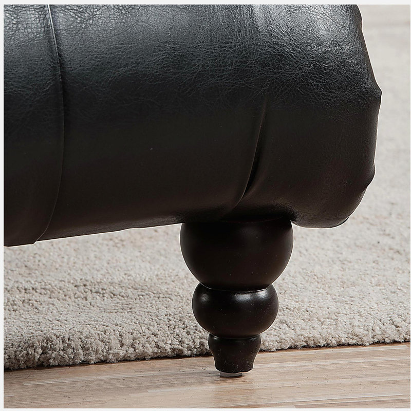 Tufted  Armless Chaise Lounge, Black