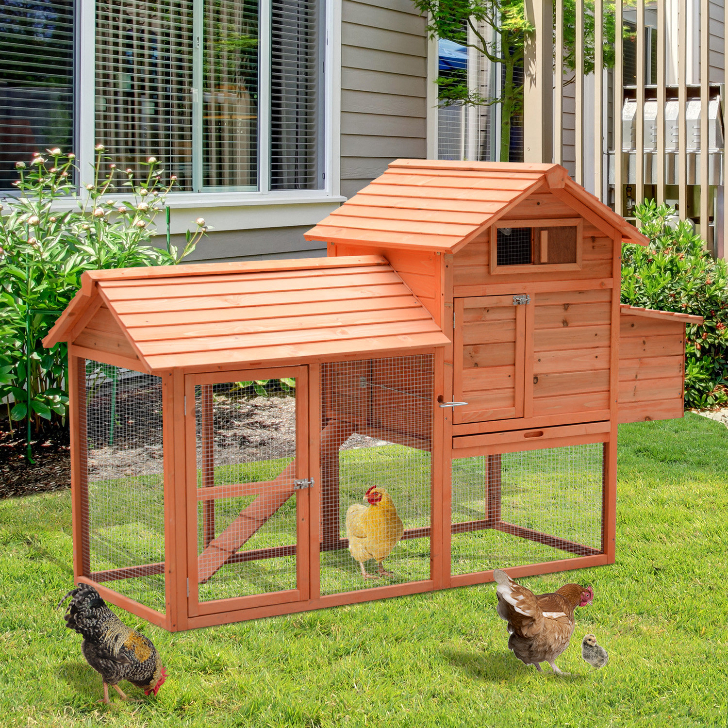 Aosom Large Pawhut Chicken Coop with Chicken Run & Reviews Wayfair Canada