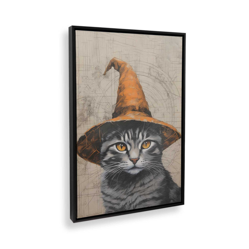«The Bewitching Cat», reproduction sur toile, H 18,75 po x l 12,75 po, Noir satiné