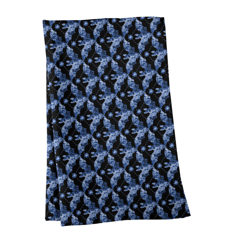 Serviette de thé floral, Polyester sergé, Bleu