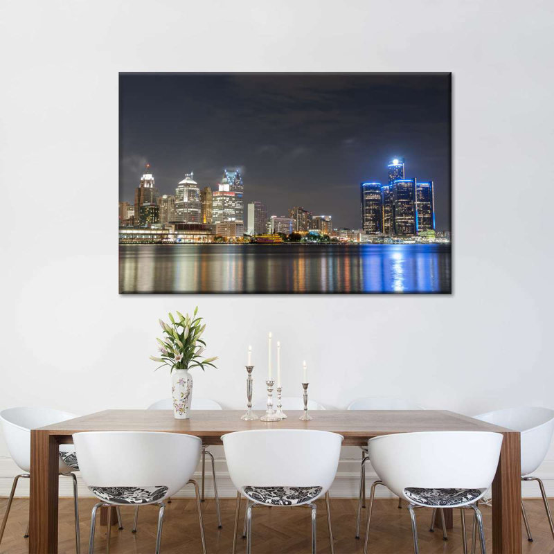 Detroit sur toile, H 16 po x l 24 po x P 1,25 po