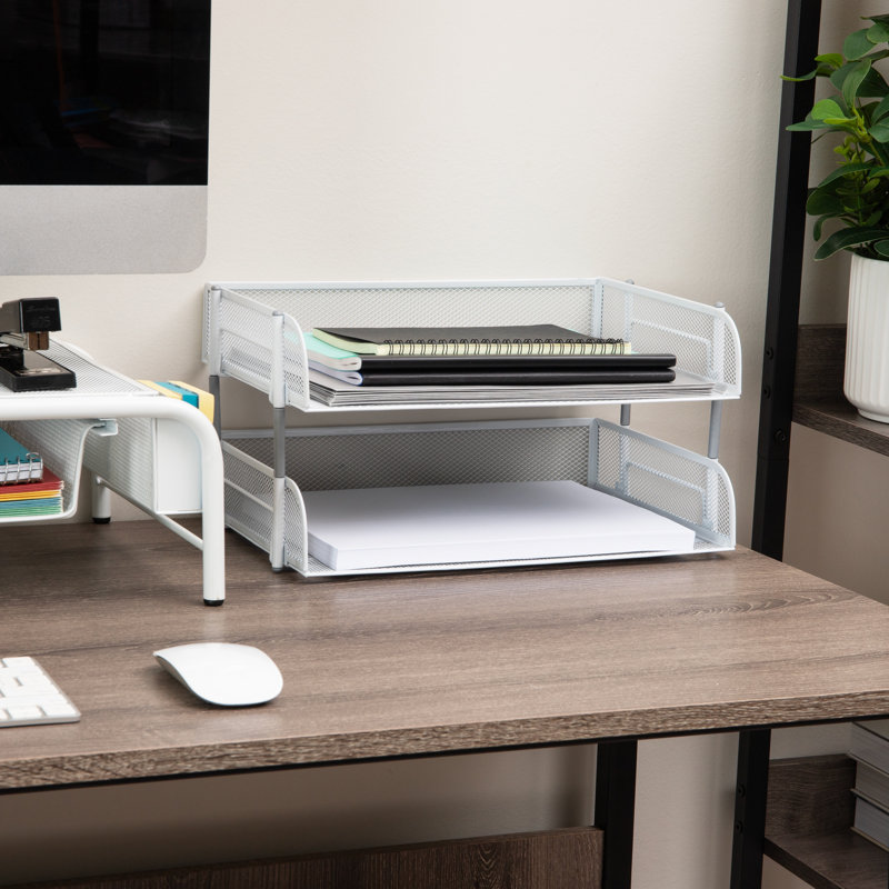 Plateau de papier empilable Mind Reader, organisateur de bureau, rangement pour dossiers, bureau, filet métallique, L 13,5 po x l 10 po x H 7,25 po, 2 pièces