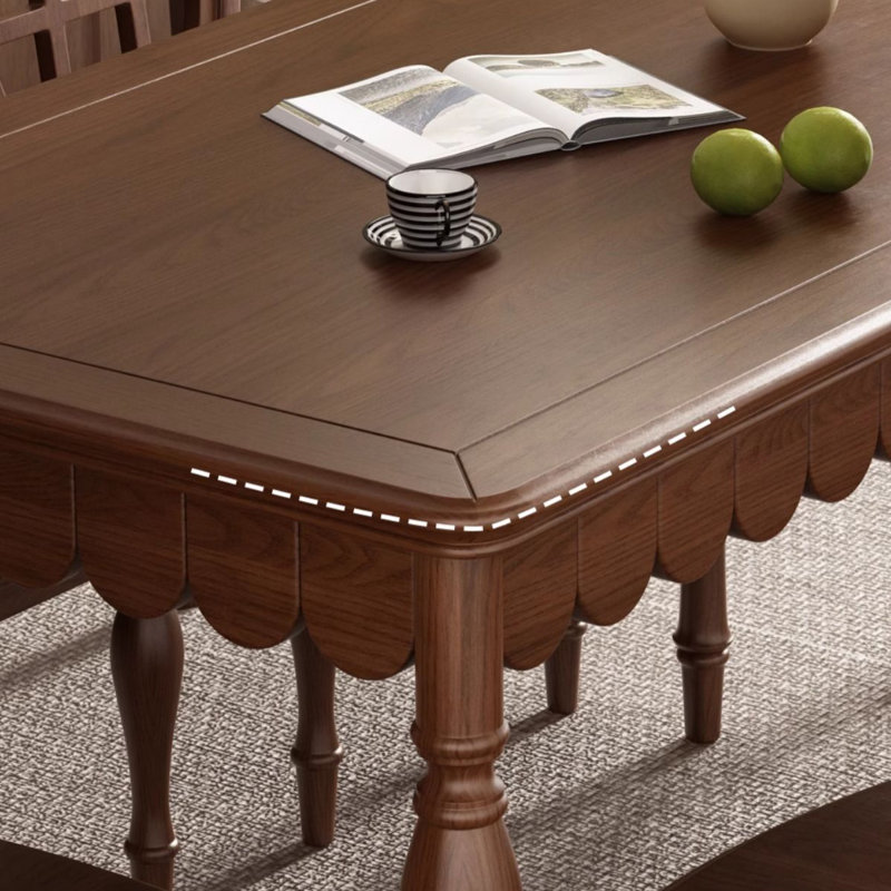 French Vintage Rectangular Dining Table 4 - Person Solid Wood Solid Wood Top Four Leg Dining Set