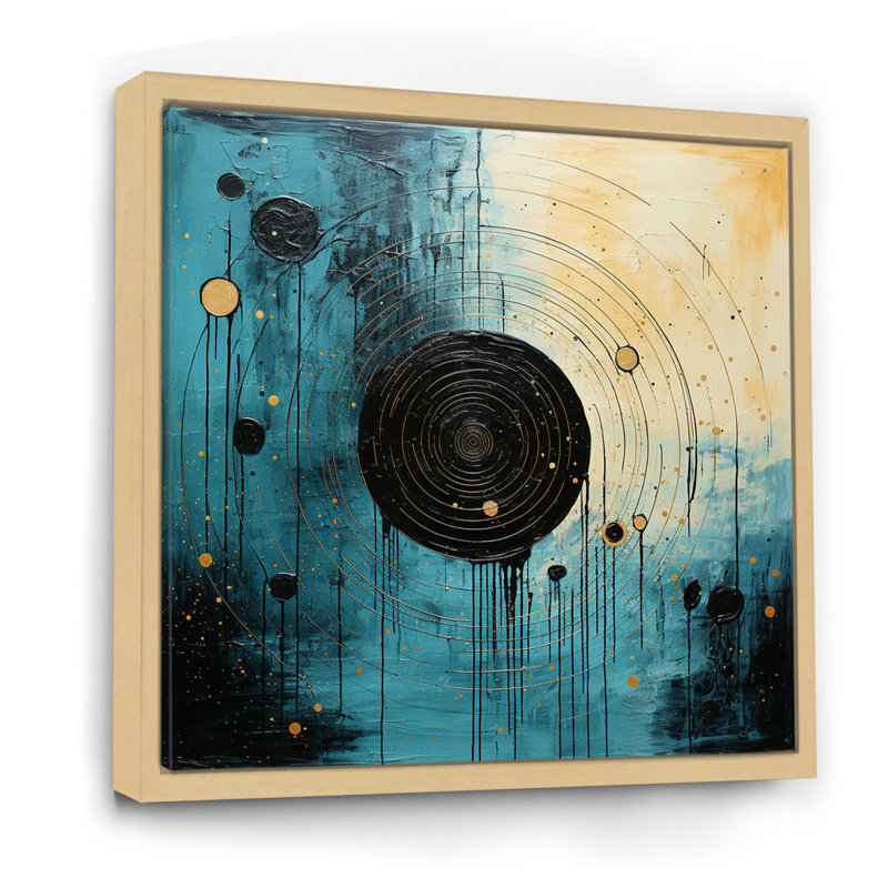 «Blue Minimalisme Horizon I» sur toile, Cadre naturel flottant, H 36 po x l 36 po x P 1,5 po