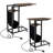 2 PCS C-shaped End Table with Charging Station Rolling Bedside Table Couch Side Table