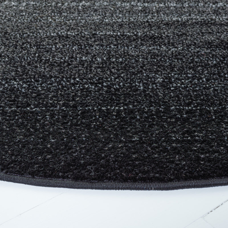 Diez Machine Made Power Loom Polypropylene Area Rug in Black, Rectangle 6' x 9'