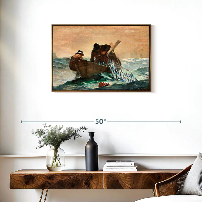 Le filet de hareng, 31 po x 21 po, Cadre flottant doré