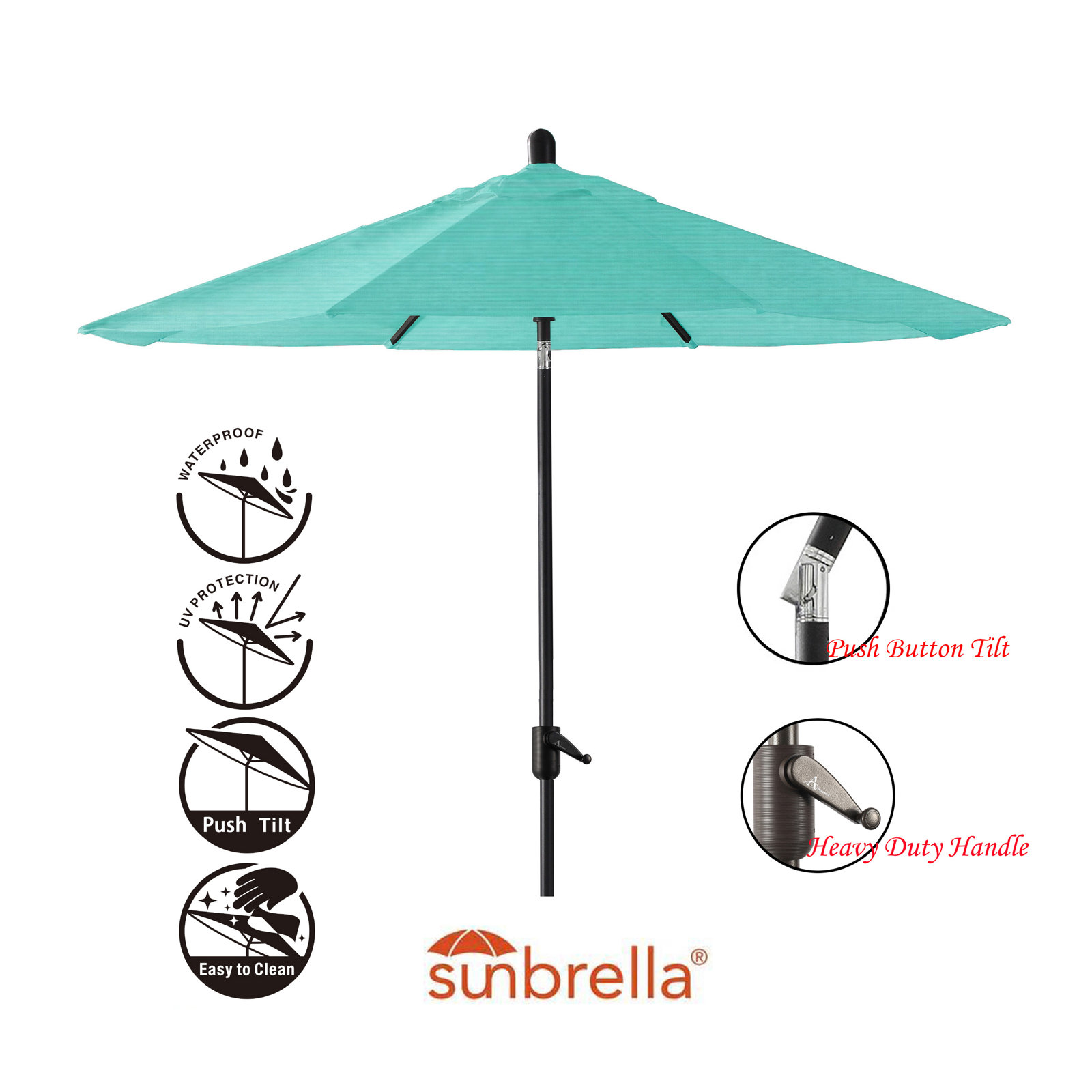 Natalie 8.7' Sunbrella® Market Umbrella, Canvas Aruba Sunbrella® Canvas, Black Sapphire