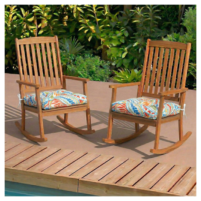 Set of 2 Outdoor Chair Cushions - Waterproof Patio Seat Pads with Ties, Tufted Garden Furniture Cushions for Dining Chairs