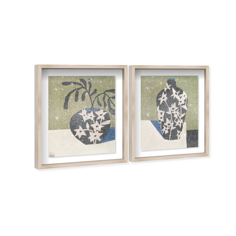 Noir Vase Set Set by Oliver Gal, 51"H x 43"W, Natural Oak Shadowbox