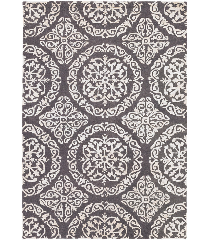 Tapis gris touffeté à la main elliston, Rectangle 5 pi x 7 pi 6 po