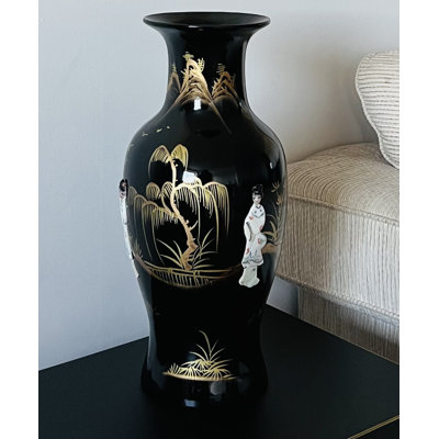 Annia Black/Gold 40.5Cm Ceramic Table Vase