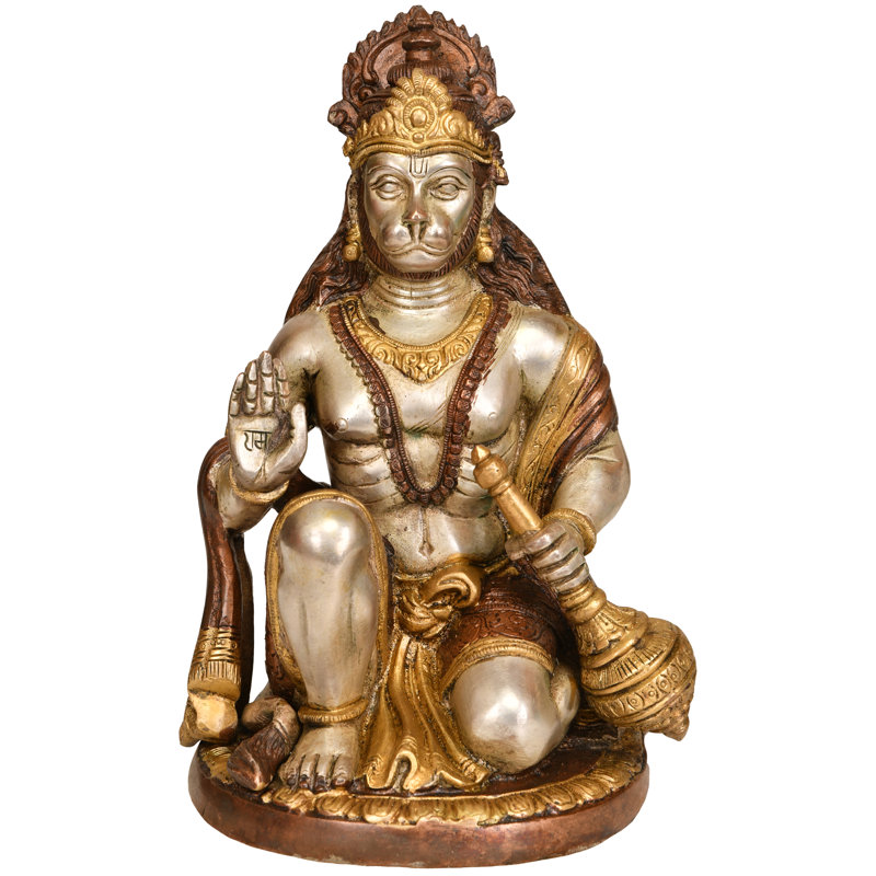 Figurine Bénédiction du dieu Hanuman, Brun / Doré