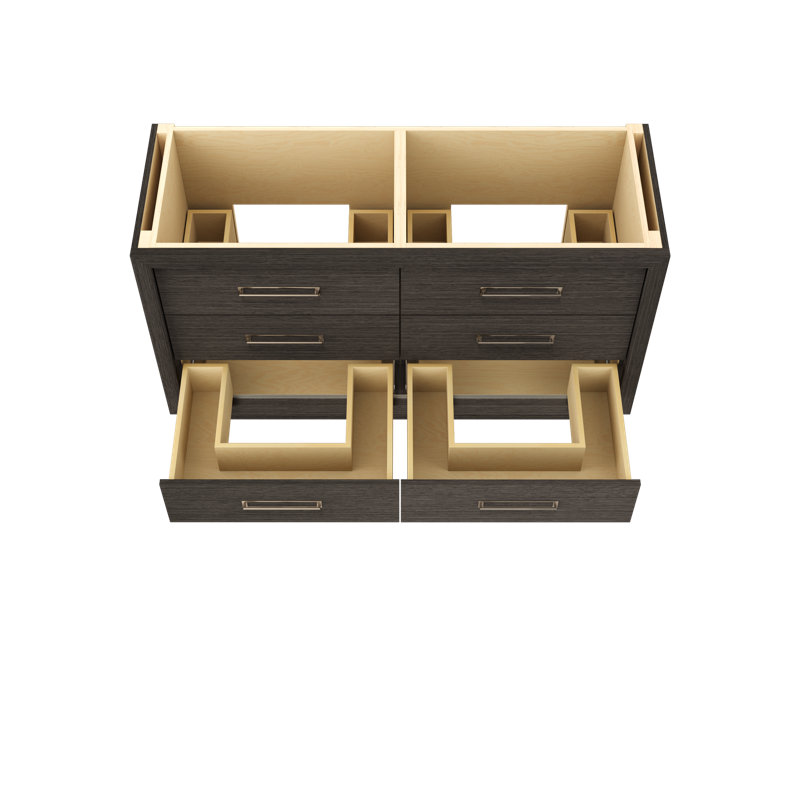 Meuble-lavabo à double tiroir Avalon, 60", Gris délavé, Nickel satiné