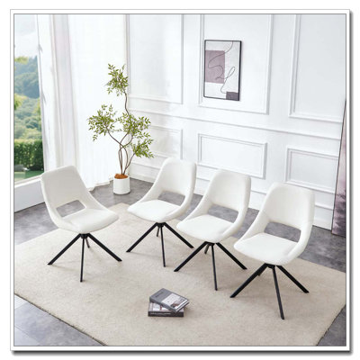 Faux Leather Swivel Dining Room Chair, Metal Kitchen Chairs With Goldmesh Scratch-Resistant Leather And High Back