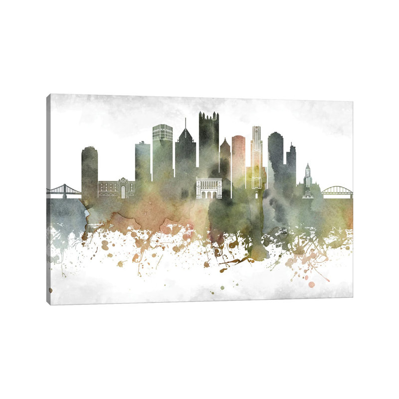 Pittsburgh Skyline by WallDecorAddict - Wrapped Canvas Print, 20.32cm H x 30.48cm W x 1.9cm D