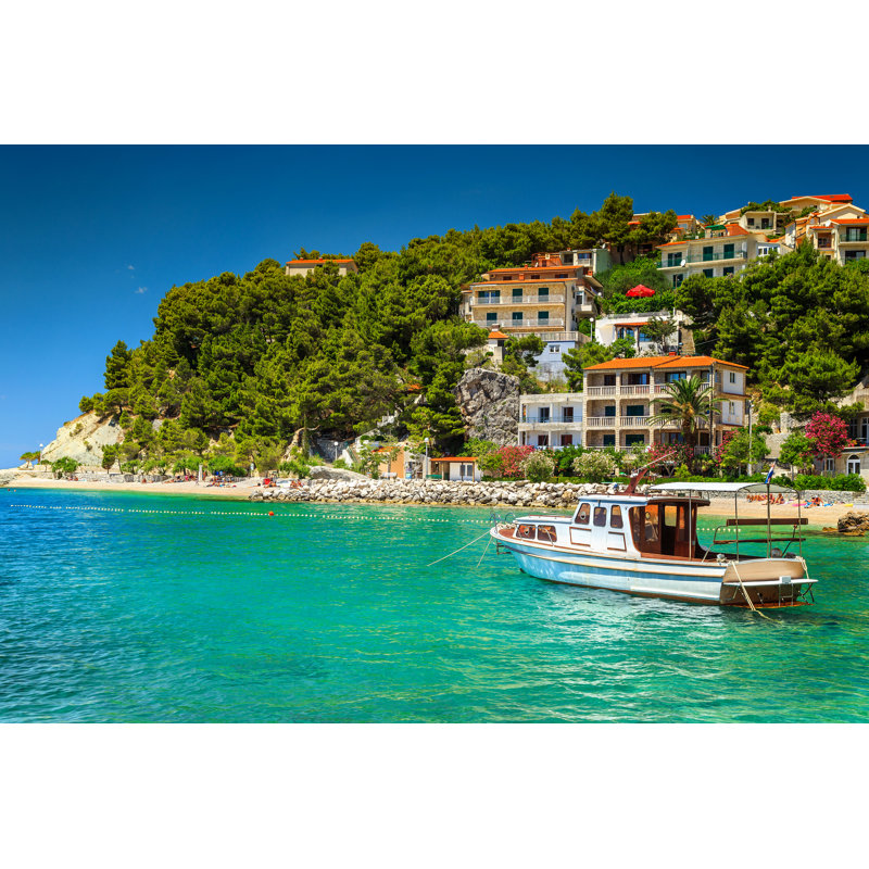 Tourist Boat In Harbor - Wrapped Canvas Print, 81cm H x 122cm W