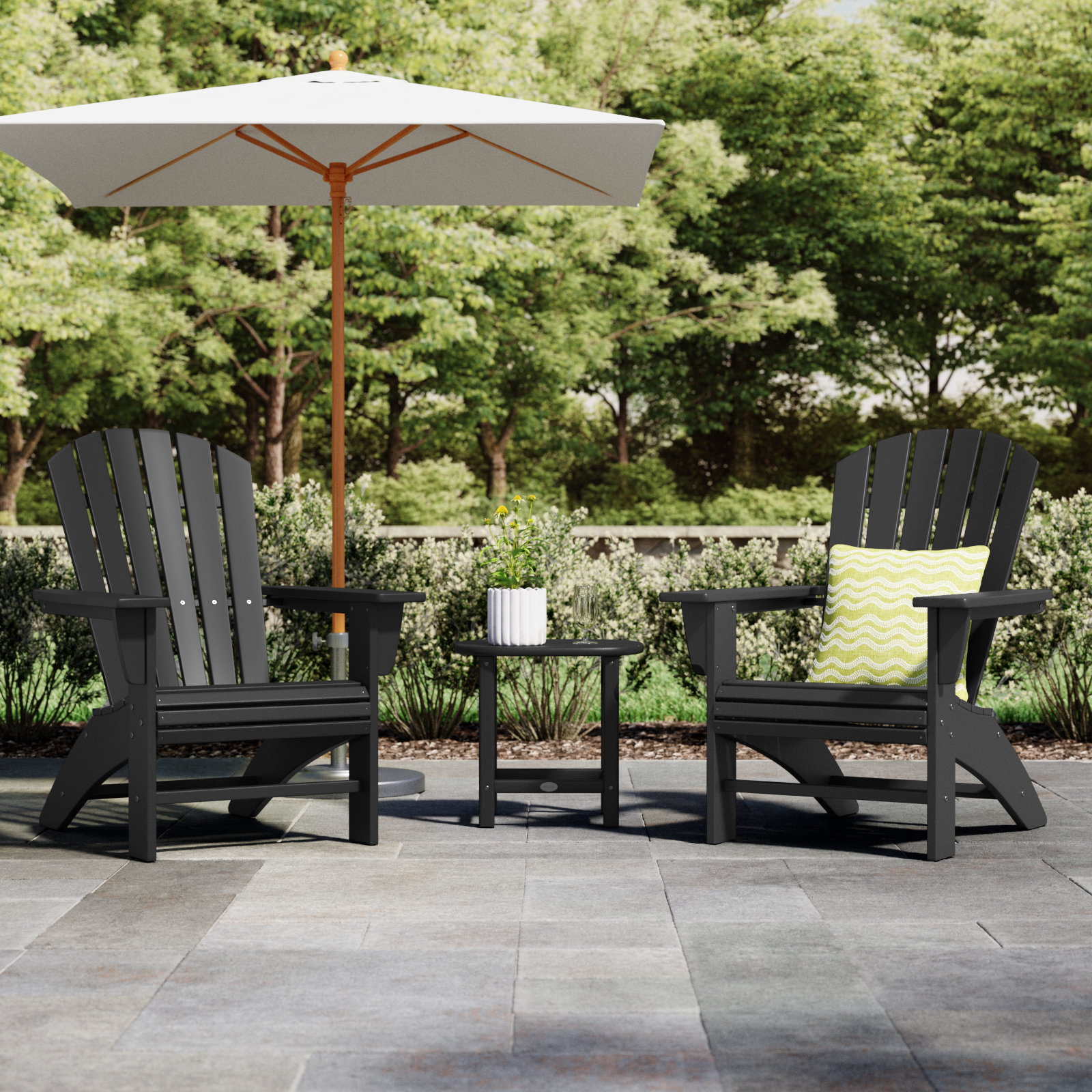 POLYWOOD® Nautical 2-Person Patio Seating Group, Black