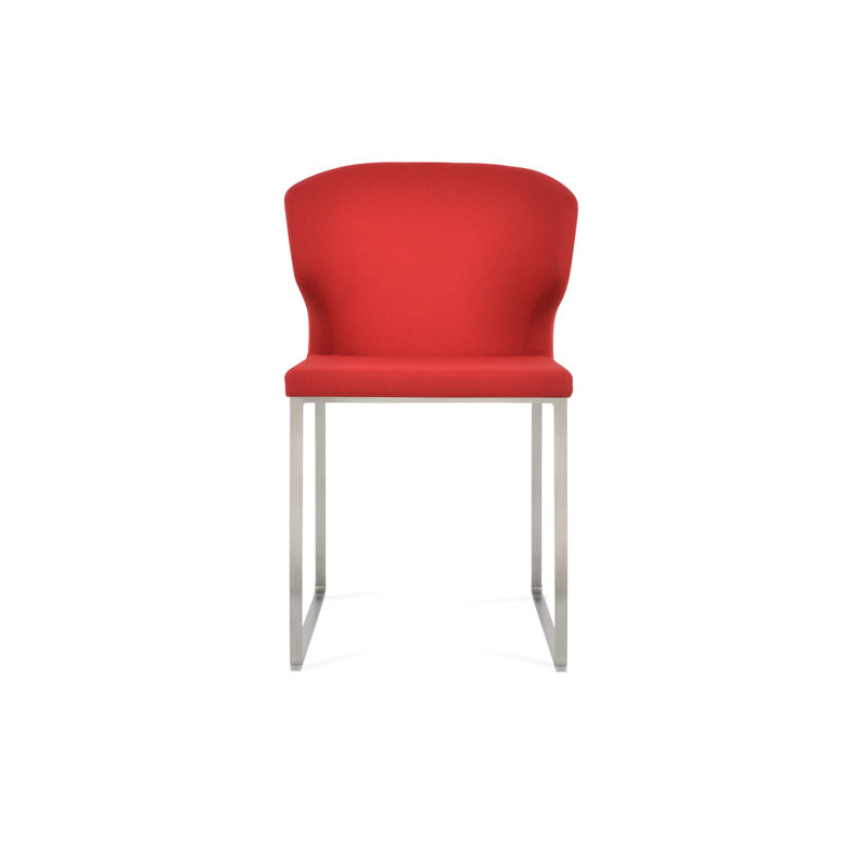 Chaise de salle à manger Amed Slide en tissu, Gris, Chrome chrome