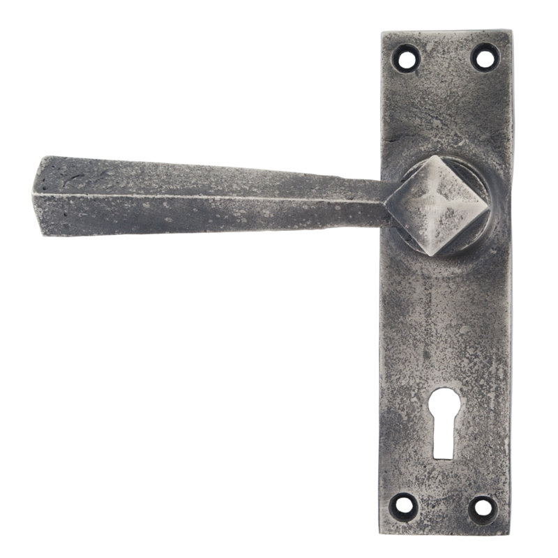Straight Lock Door Handle, Antique Pewter