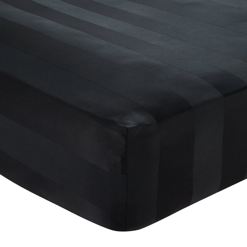 So Soft Satin Stripe Fitted Sheet, Double, Black