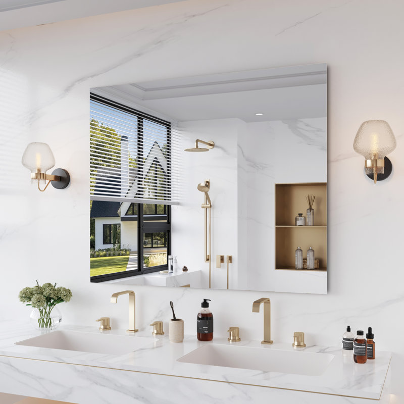  Frameless Tempered Glass Mirror, 40" x 48", Rectangle