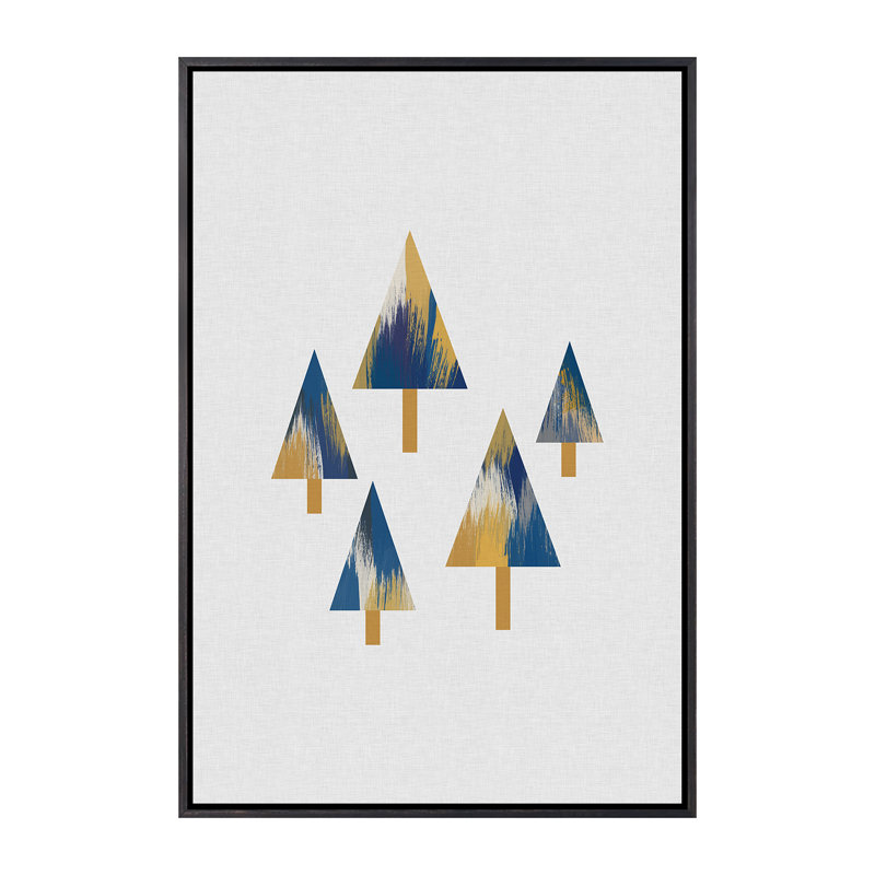 «Trees» par Orara - impression d'art graphique, Pas de tapis, H 60 po x l 40po x P 1,5 po, Toile avec cadre noir patiné