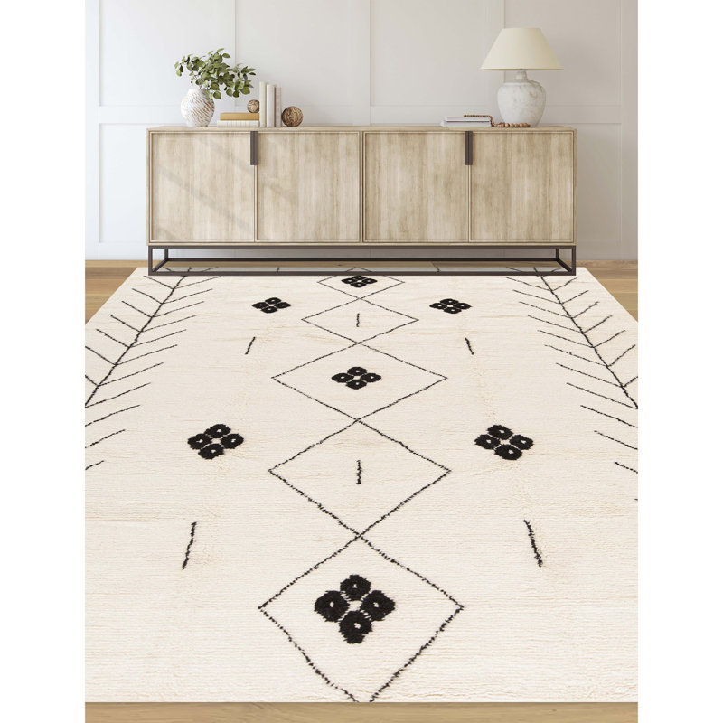 Moroccan Hand Woven Wool Area Rug, Rectangle 6' x 9'