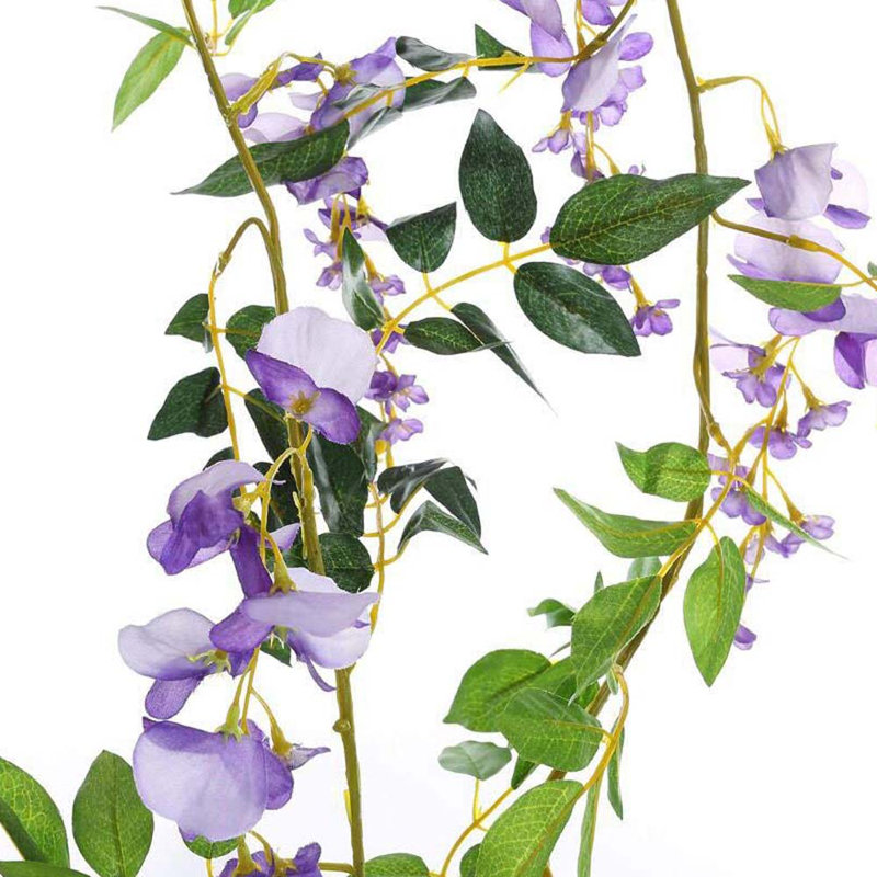 2pcs Lifelike Hanging Wisteria Flowers Garland, Purple
