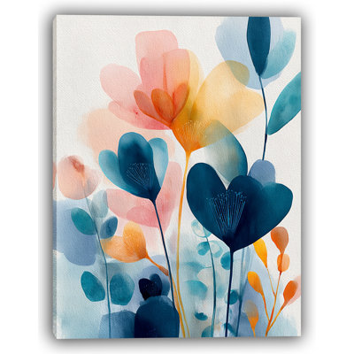 Whispering Petals - Minimalist Floral Watercolor Canvas Print