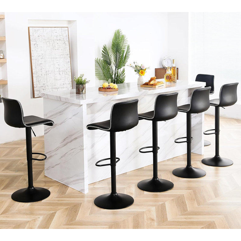 Lolar Swivel Bar Stools Set, Counter Height Bar Stools with Back, Adjustable Bar Stools 24" to 32", Faux Leather Bar Stools for Kitchen Island