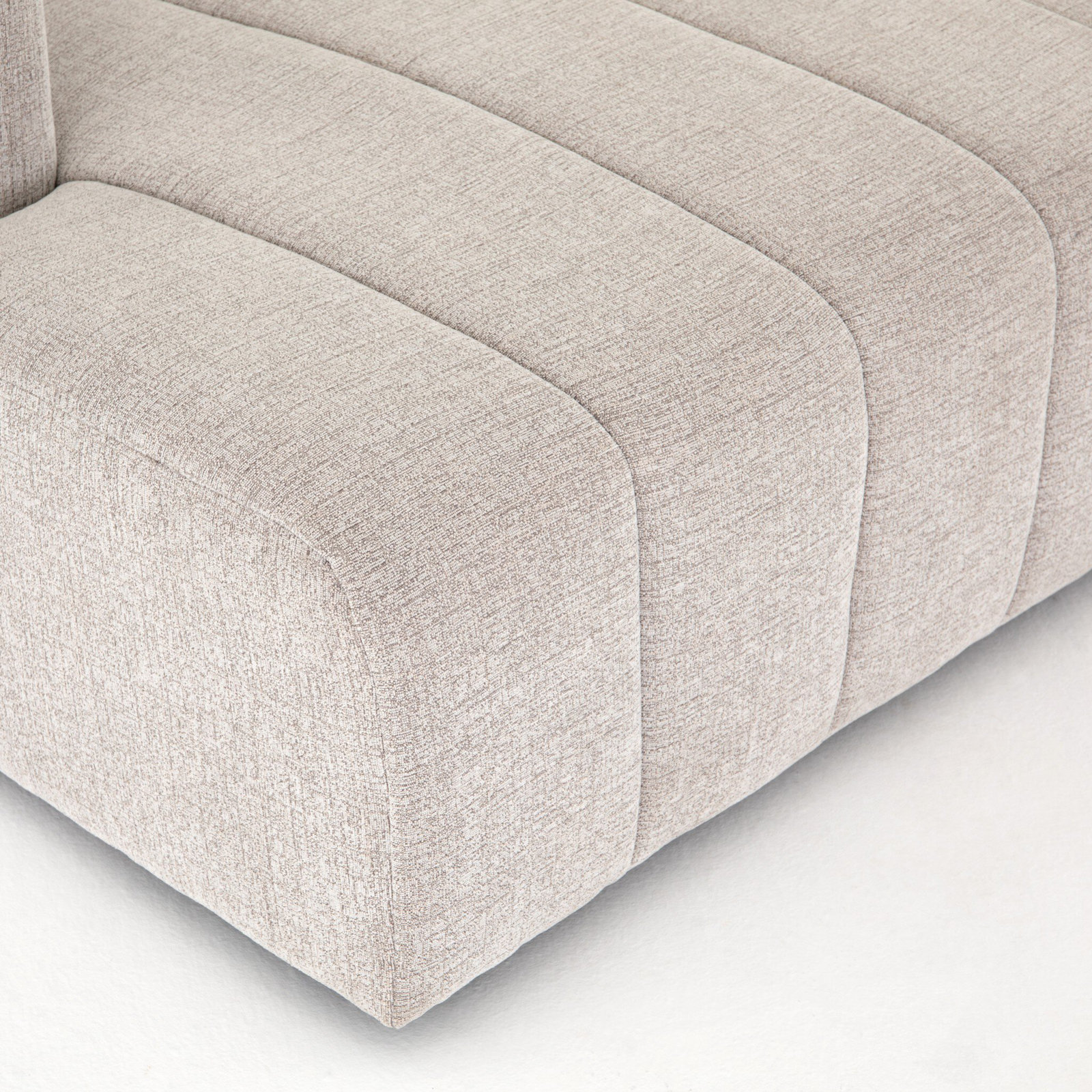 Bowry Channeled Chaise Lounge, Left Hand Facing, Light Gray Napa Sandstone