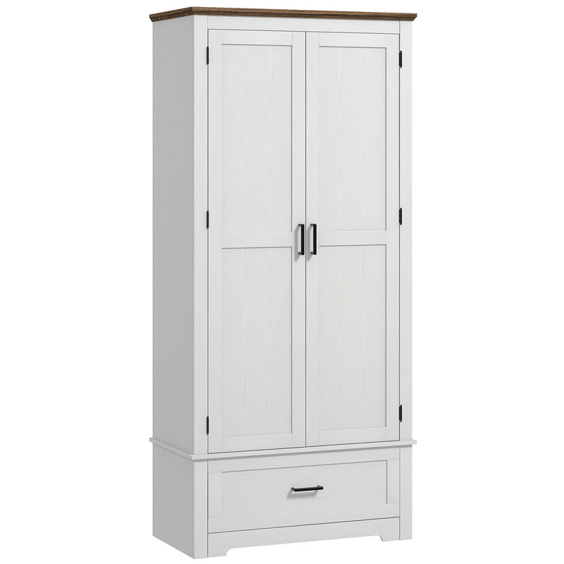 Armoire de rangement pour garde-manger de 69 po de hauteur, armoire de rangement autoportante Farmhouse avec 2 portes, tiroir et tablettes