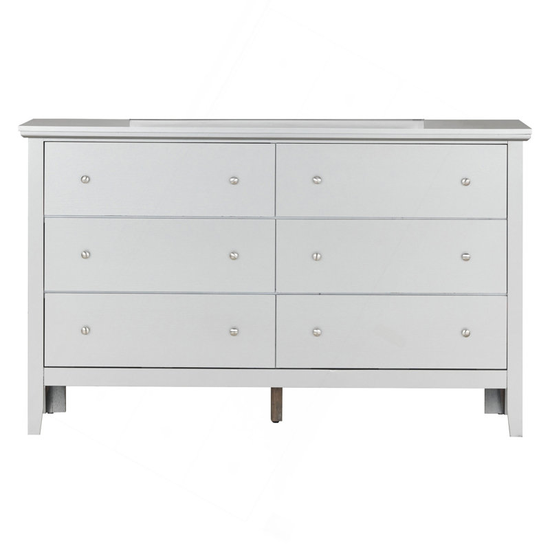 Commode 6 tiroirs avec boutons ronds, Champagne