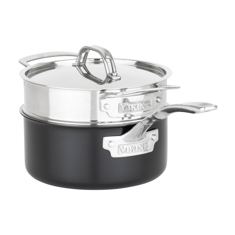 Viking 12pc Cast Black 3-Ply Stainess Steel Cookware Set with Metal Lids