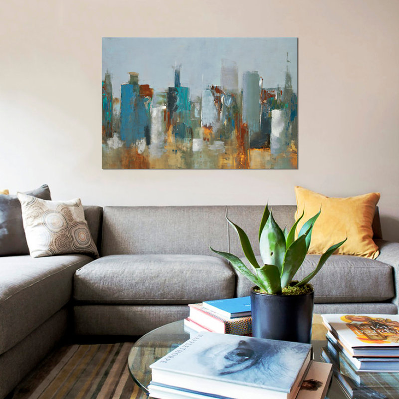 « cityscape », impression sur toile, H 18 po x l 26 po x P 1,5 po, Toile tendue, Pas de tapis