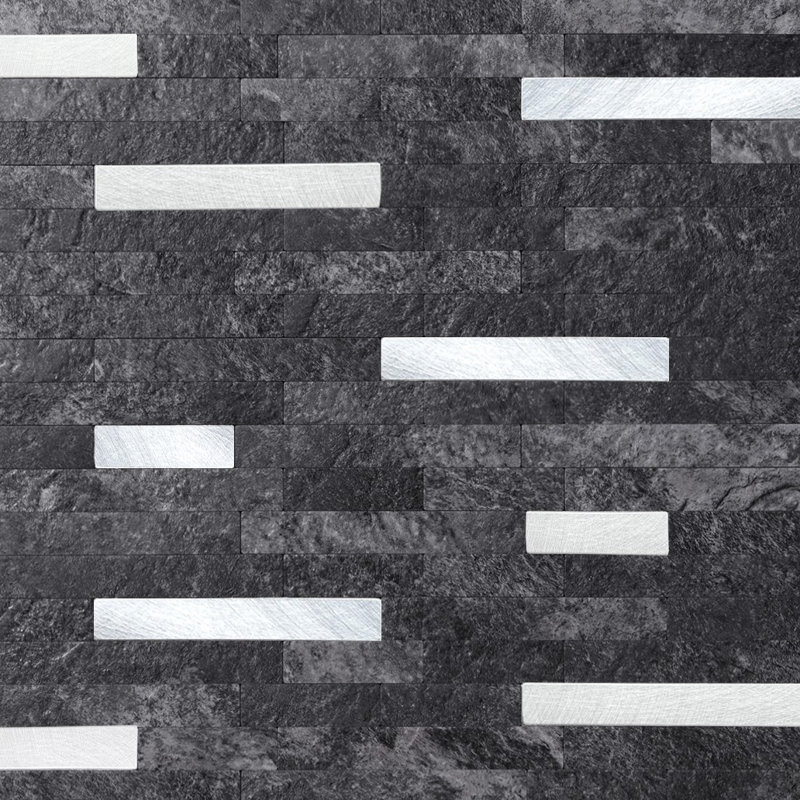 Carreau de mosaïque pelez et collez 12 po x 12 po, Gris marbre